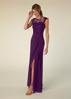 Azazie Libby Mère de la mariée Robes Robe Trapèze en Mousseline de soie Paillettes en forme de coquille Grain De Raisin image3