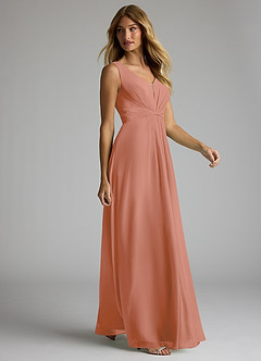 Azazie Gina Bridesmaid Dresses MAI TAI A-Line V-Neck Pleated Chiffon Dress image4