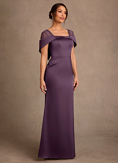 Azazie Henrieta 신부의 어머니 드레스 쉬스 레이스 스트레치 새틴 플로어 길이 드레스 image3