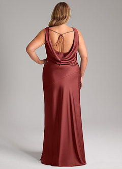 Azazie Rylina Bridesmaid Dresses Terracotta Mermaid Stretch Satin Dress image8