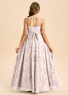 Azazie Arianthe Junior Blushing Pink A-Line Pleated Floral Burnout Dress image1