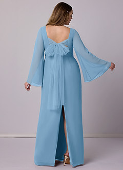 Barbie ♥ Azazie Bridesmaid Dresses Steel Blue Sheath Bow Chiffon Dress image7