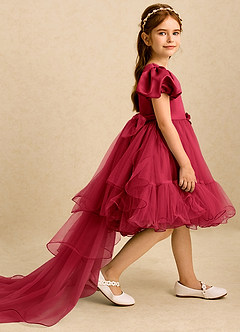 Azazie Cocoa vestidos de niña de las flores Vestido de Escarlata de Tul de Princesa con Plisado image4