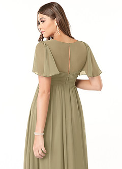 Azazie Verna Maternity Bridesmaid Dresses A-Line V-Neck Ruched Chiffon Floor-Length Dress image6
