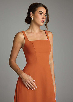 Azazie Debra Bridesmaid Dresses Cinnamon A-Line with Pockets Chiffon Convertible Dress image3