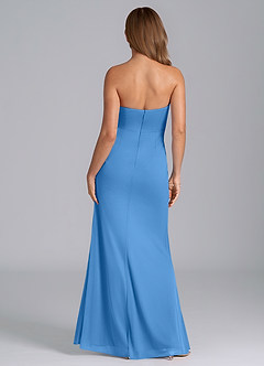 Azazie Mariya Vestidos de madrinha de casamento Vestido Gaio Azul de Malha de sereia com Sem alças image6