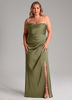 Azazie Leonis Bridesmaid Dresses Pistachio Mermaid Pleated Stretch Satin Convertible Dress image8