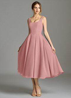 Azazie Amalie Bridesmaid Dresses Dusty Rose A-Line Pleated Chiffon Dress image6