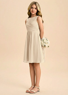 Azazie Skyla Junior Klä av A-Line i Chiffong Plisserad image4