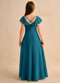 Azazie Nari Girls Formal Abiti da Ragazza di Fiori Abito A-Line in Chiffon Con Maniche Blu Inchiostro image7
