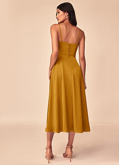 Azazie Dottie Brautjungfernkleider A-Linie Stretch-Satin Kleid Butterscotch image2