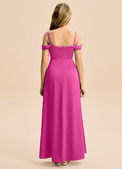 Azazie Lettie Junior A-Linie Schulterfrei Stretch-Satin Kleid Fuchsia image3