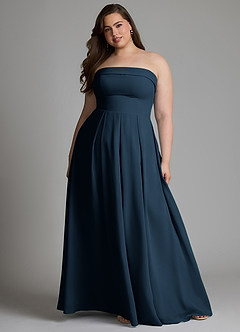 Azazie Lucienne Bridesmaid Dresses Dark Navy A-Line Strapless Chiffon Convertible Dress image8