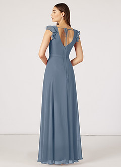 Azazie Claudine Bridesmaid Dresses A-Line Flutter Sleeve Chiffon Floor-Length Dress image3