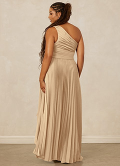 Christian Siriano Bridal for Azazie 1008 Robes de demoiselle d'honneur Robe Trapèze en Satin extensible Ue épaule Champagne image10