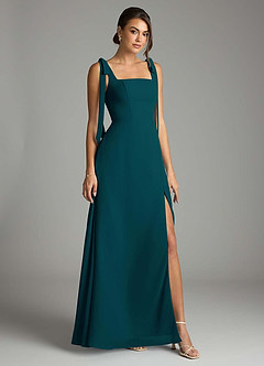 Azazie Debra Bridesmaid Dresses Pine A-Line with Pockets Chiffon Convertible Dress image1