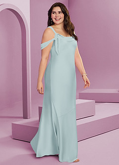 Barbie ♥ Azazie Bridesmaid Dresses Mist Sheath Pleated Stretch Satin Dress image3