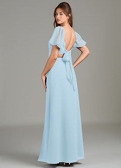 Azazie Phylicia Bridesmaid Dresses Sky Blue A-Line Bow Chiffon Dress image5