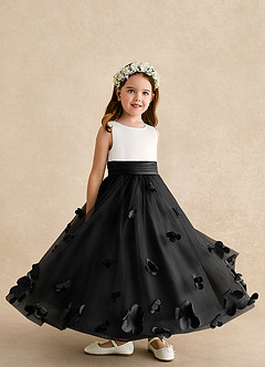 Azazie Vi Flower Girl Dresses Black A-Line Sleeveless Tulle Dress image8