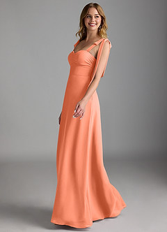 Azazie Lizet Vestidos de damas de honor Vestido de Atardecer de Gasa de Corte en A con Escote de Corazón image4