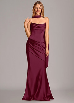 Azazie Pelagia Brudtärnklänningar Klä av Sjöjungfru i Stretch Satin Korsett Mullbär Konvertibel image3