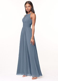 Azazie Bonnie Bridesmaid Dresses Twilight A-Line Keyhole Ruched Chiffon Dress image3