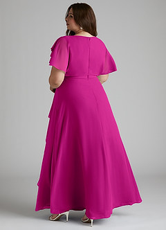 Azazie Aaliyah Modest Bridesmaid Dresses A-Line Scoop Pleated Chiffon Floor-Length Dress image9