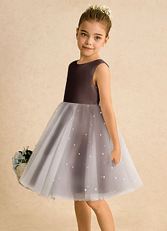 Azazie Esme vestidos de niña de las flores Vestido de Ganache de Tul de Corte Princesa con Lazo image4