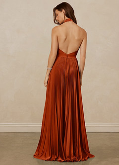 Christian Siriano Bridal for Azazie 1007 Bridesmaid Dresses Paprika A-Line Pleated Stretch Satin Dress image6