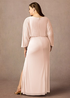 Azazie Ysabella Mother of the Bride Dresses Blushing Pink Mermaid Pleated Mesh Dress image7