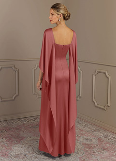 Azazie Eli Mère de la mariée Robes Robe Fourreau en Satin extensible Col de bateau Antique Rose image2