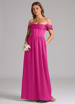 Azazie Hattie Brautjungfernkleider A-Linie Korsett Stretch-Satin Kleid Fuchsia image5