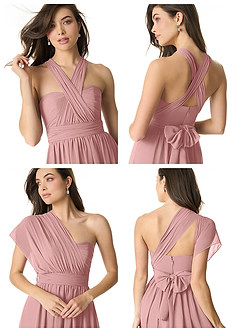 Azazie Olani Bridesmaid Dresses Dusty Rose A-Line Off the Shoulder Chiffon Convertible Dress image8