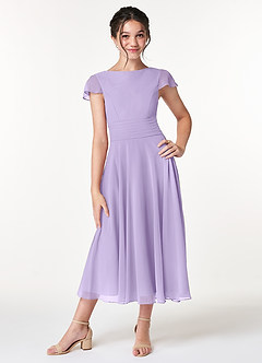 Azazie Payton Junior Lilac A-Line Bow Chiffon Dress image1