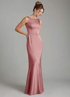 Azazie Tamera Bridesmaid Dresses Dusty Rose Mermaid Pleated Stretch Satin Dress image7