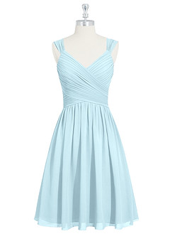 Azazie Angie Bridesmaid Dresses Cloud Blue A-Line Corset Chiffon Dress image7