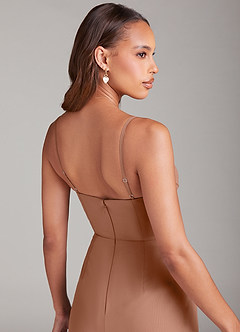 Azazie Maci Abiti da Damigella Abito Tubino in Chiffon Plissettato Bronzo image6