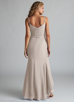 Azazie Summer Bridesmaid Dresses Frost Mermaid Scoop Cowl Chiffon Dress image2