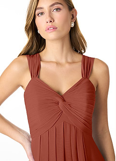 Azazie Kaitlynn Abiti da Damigella Abito Convertibile Impero in Chiffon Increspato Auburn image9