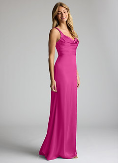 Azazie Elida Brudtärnklänningar Klänning av Tubklänning i Stretch Satin Plisserad Fuchsia image3