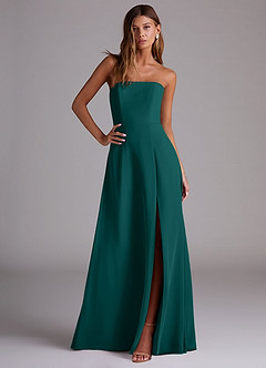 Azazie Wren Bridesmaid Dresses Peacock A-Line Side Slit Chiffon Convertible Dress image3