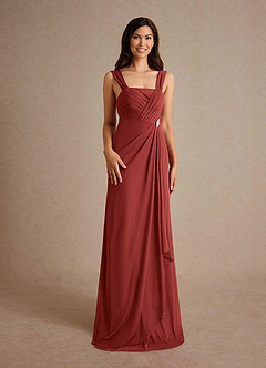 Azazie Clinton Mother of the Bride Dresses Rust A-Line Pleated Mesh Dress image7