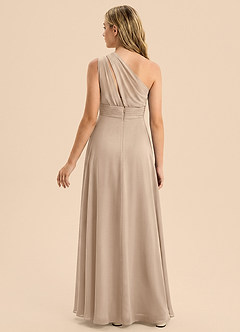 Azazie Skye Junior Taupe A-Line Pleated Chiffon Dress image2