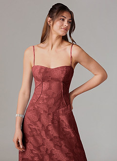 Azazie Valentine Bridesmaid Dresses Terracotta A-Line Sweetheart Neckline Floral Burnout Dress image6