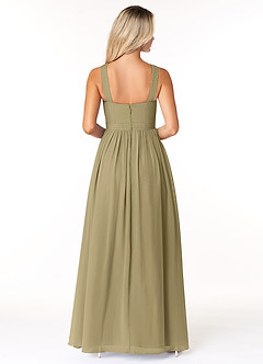 Azazie Elvira Bridesmaid Dresses Moss Green A-Line Pleated Chiffon Dress image2