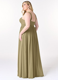 Azazie Elvira Bridesmaid Dresses Moss Green A-Line Pleated Chiffon Dress image10