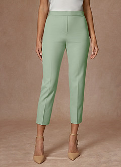 front Kennedy Dusty Sage Structured Stretch Dress Pants