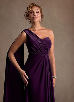 Azazie Aphra Klänningar till brudens mor Klä Tubklänning i sammet Ena axeln Druva image6