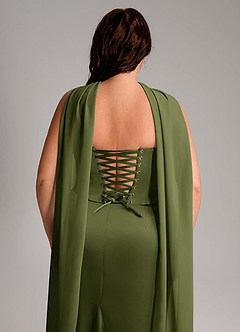 Azazie Sorrel Bridesmaid Dresses Olive Mermaid Strapless Stretch Satin Convertible Dress image5