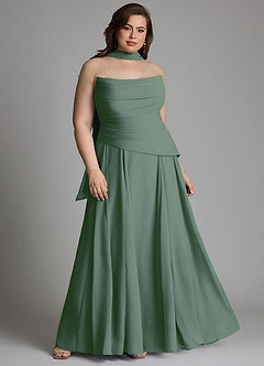 Azazie Gabriela Vestidos de damas de honor Vestido Eucalipto de Gasa de Línea A con Corsé image18